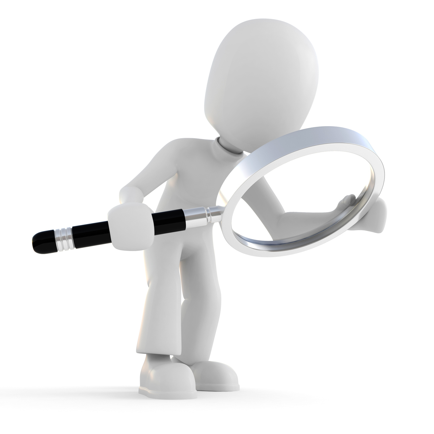 3d man holding a magnifier glass